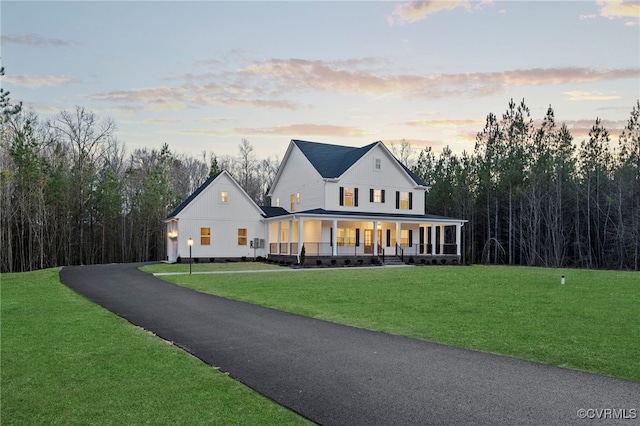 3900 New Kent Hwy, Quinton, VA 23141 - modern inspired farmhouse featuring a porch, a yard, and asphalt driveway