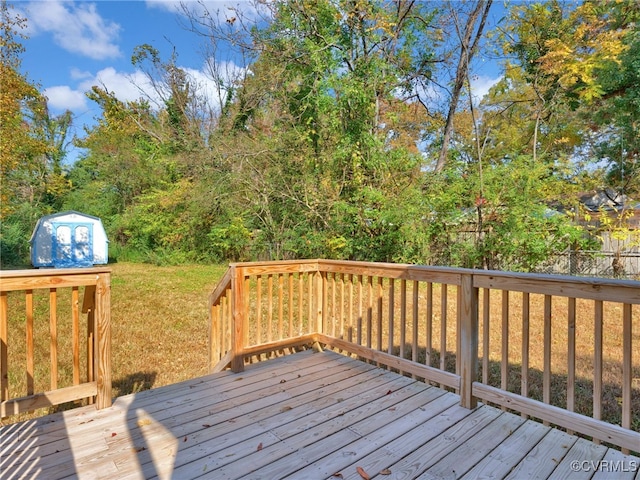 deck featuring a storage unit