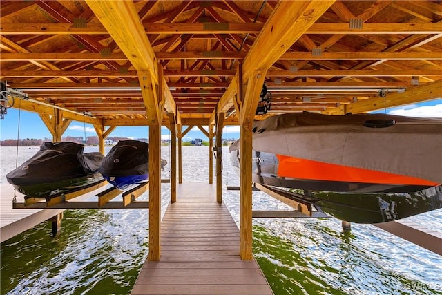 view of dock featuring a water view