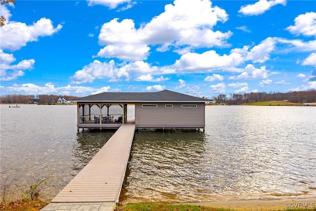 dock area featuring a water view