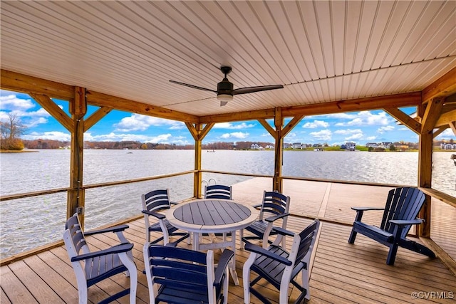 view of dock featuring a deck with water view