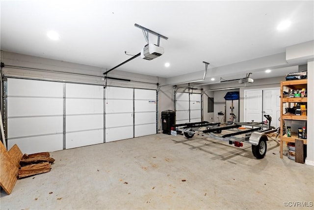 garage with a garage door opener