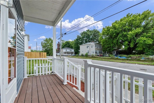 wooden deck featuring covered porch