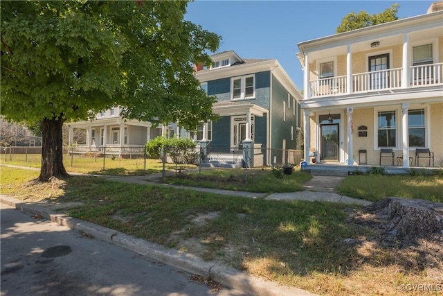 view of front of home with a balcony