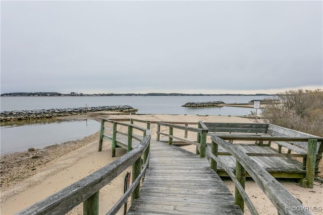 view of dock featuring a water view