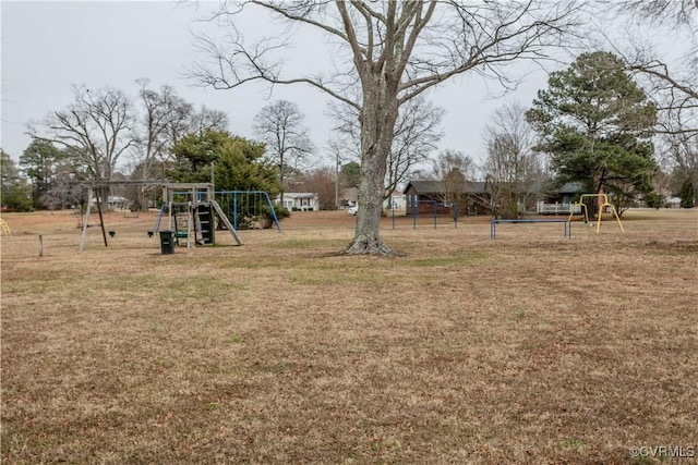 view of yard with a playground