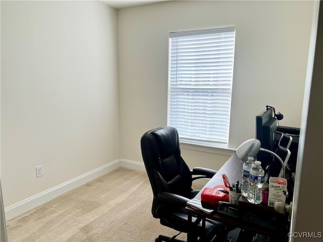 office area with light carpet