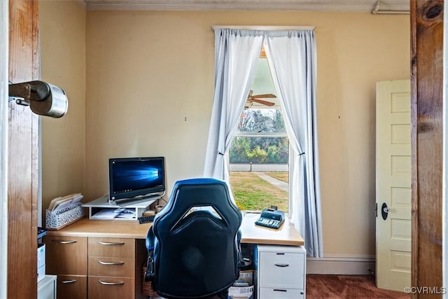 view of carpeted office space