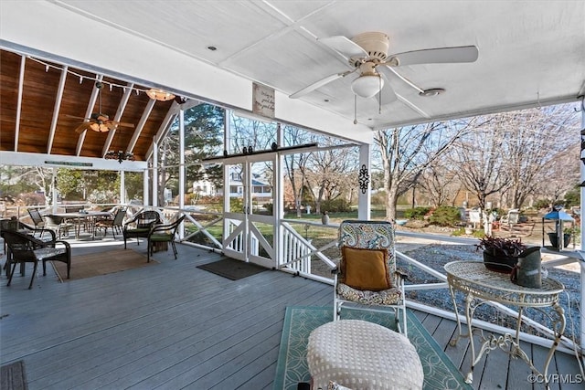 deck with ceiling fan