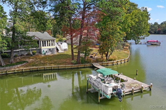 dock area featuring a water view