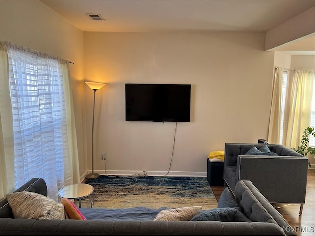 living room featuring hardwood / wood-style flooring