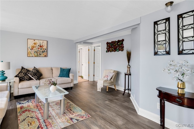 living room featuring dark hardwood / wood-style flooring