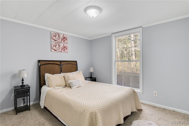 bedroom featuring carpet and ornamental molding