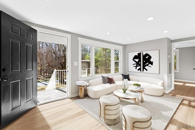 living room with hardwood / wood-style floors