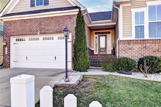 exterior space featuring a garage