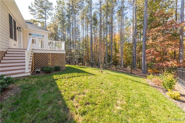 5080 Brandon Pines Way, Providence Forge, VA 23140 - view of yard with stairs, a wooden deck, and fence