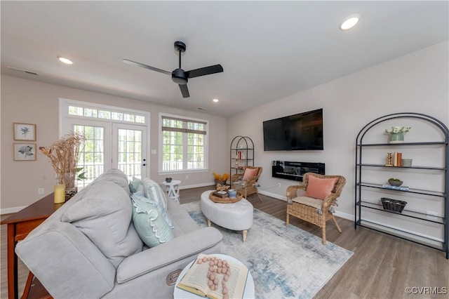 5080 Brandon Pines Way, Providence Forge, VA 23140 - living room with baseboards, a ceiling fan, wood finished floors, and recessed lighting
