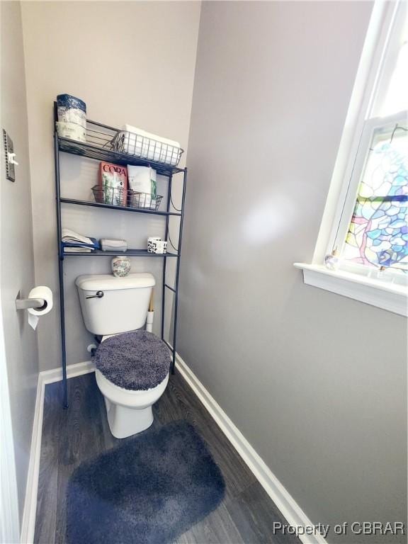 bathroom featuring hardwood / wood-style floors and toilet