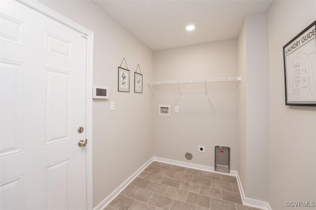 laundry area featuring hookup for an electric dryer and hookup for a washing machine