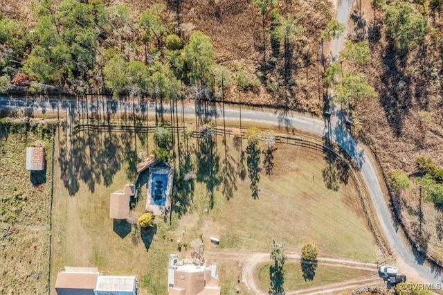 aerial view featuring a rural view