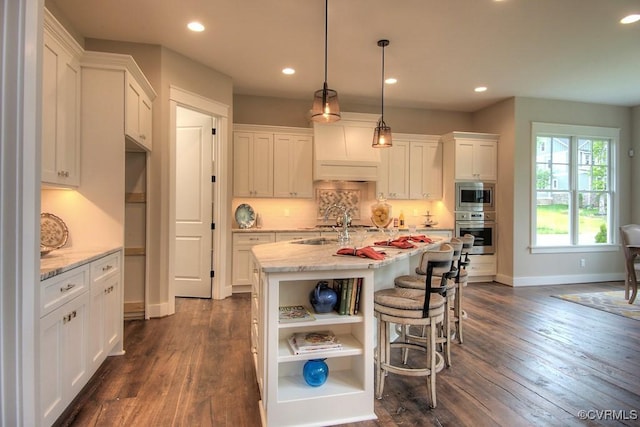 1509 Buford Rd, North Chesterfield, VA 23235 - kitchen featuring stainless steel appliances, white cabinets, baseboards, recessed lighting, and dark wood-type flooring