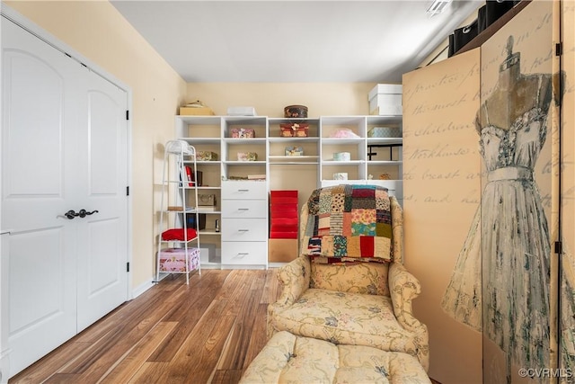 mudroom with hardwood / wood-style floors