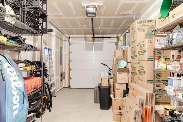 garage with a garage door opener