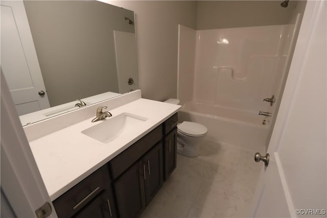 full bathroom with vanity, toilet, and shower / bath combination