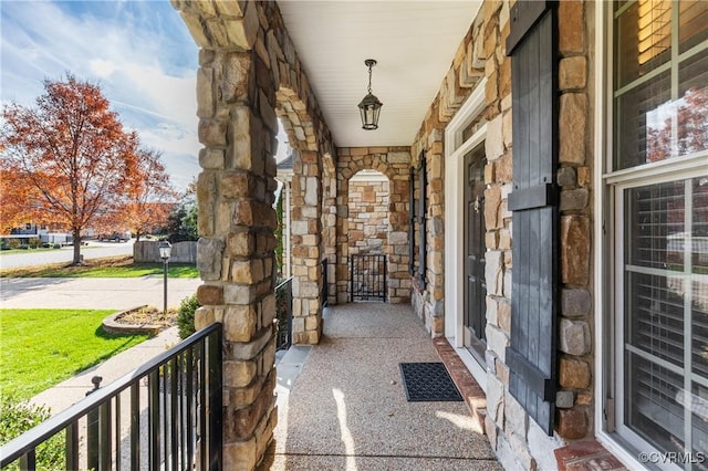 view of patio featuring covered porch