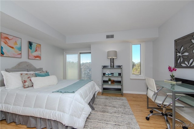 bedroom featuring light hardwood / wood-style floors