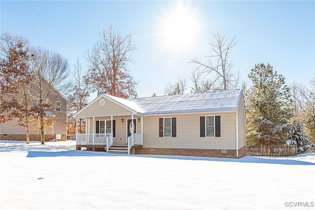 view of front of property featuring a porch