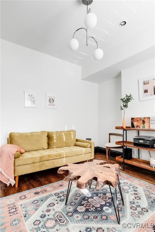 living room with hardwood / wood-style flooring