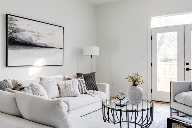 living room with hardwood / wood-style floors