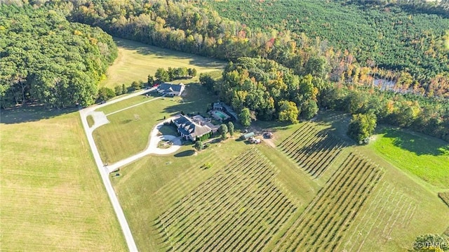 bird's eye view with a rural view