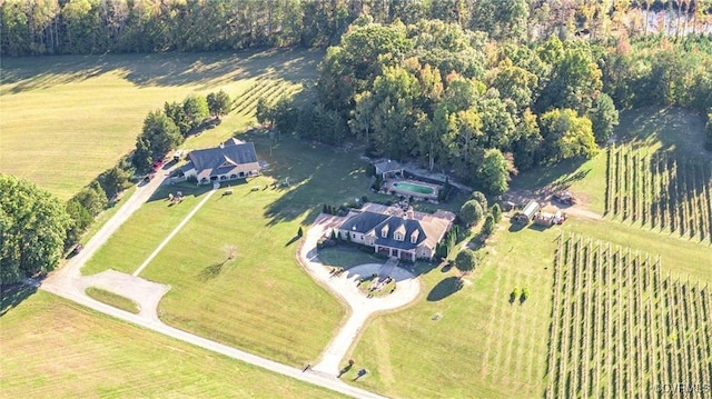 drone / aerial view featuring a rural view