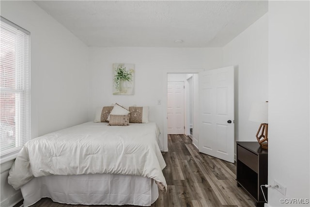 bedroom with wood-type flooring