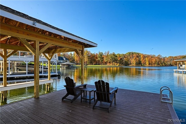 view of dock featuring a water view