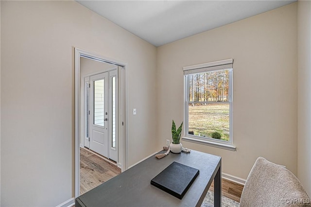 office with hardwood / wood-style floors