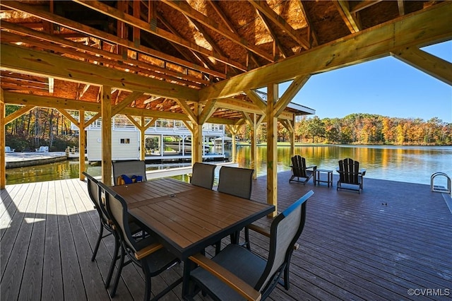 dock area featuring a water view