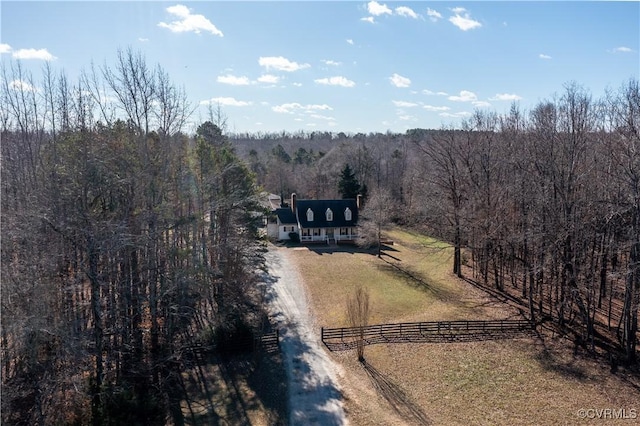 drone / aerial view with a rural view