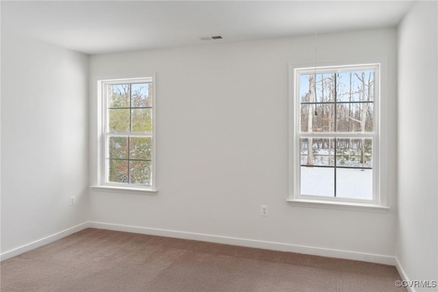 carpeted empty room featuring plenty of natural light