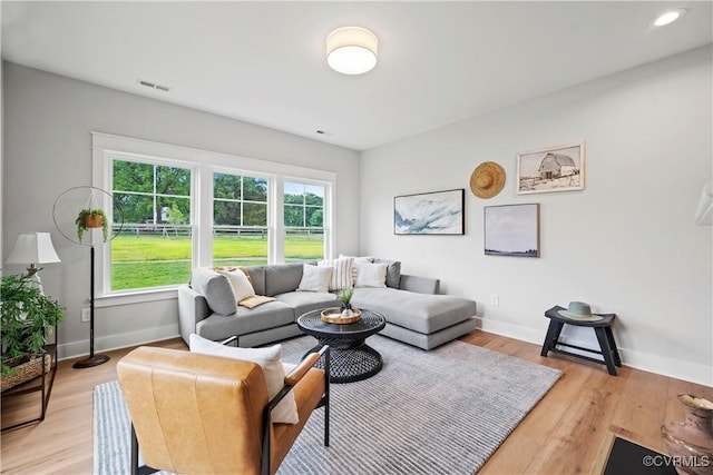 living room featuring light hardwood / wood-style floors