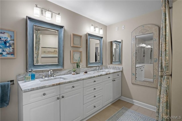 bathroom featuring vanity and tile patterned floors