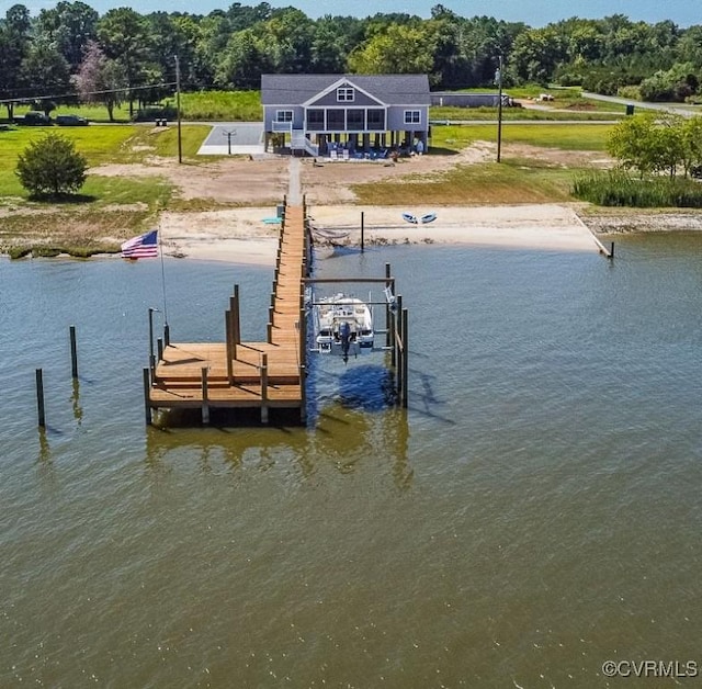 view of dock featuring a water view