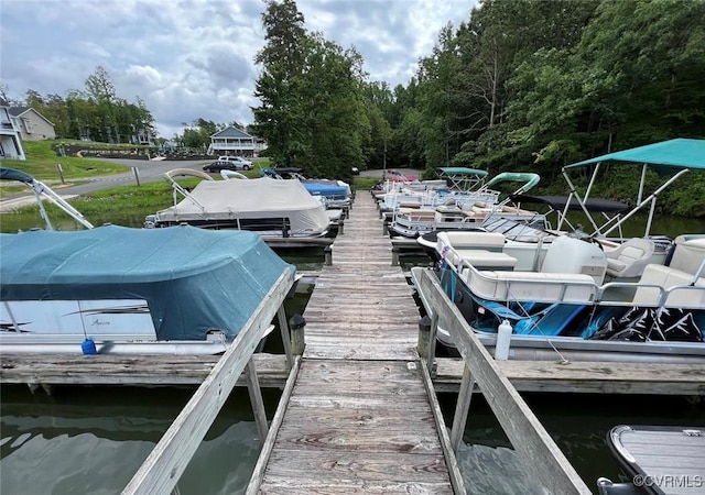 view of dock featuring a water view