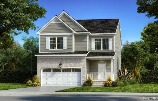 view of front of property with a garage