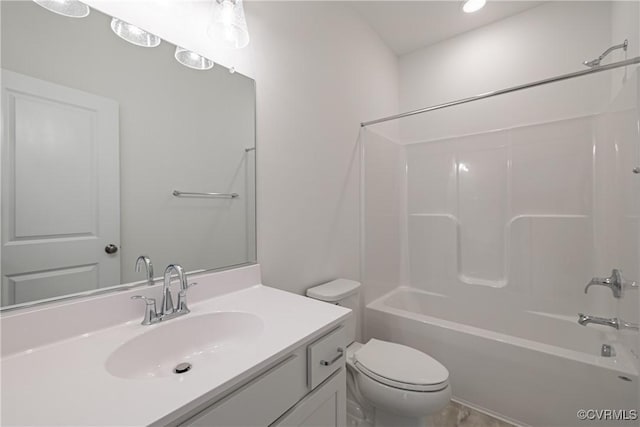 full bathroom with vanity, toilet, and tub / shower combination