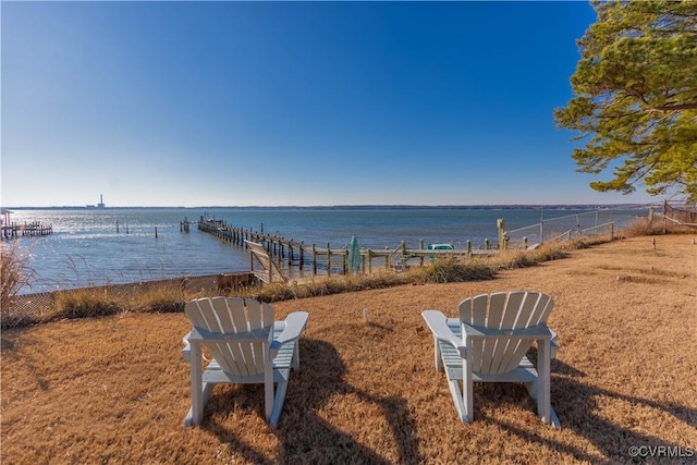 water view with a dock