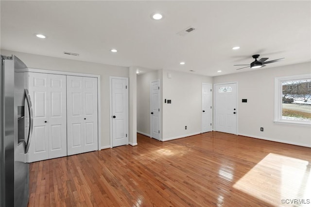 interior space featuring ceiling fan and hardwood / wood-style flooring