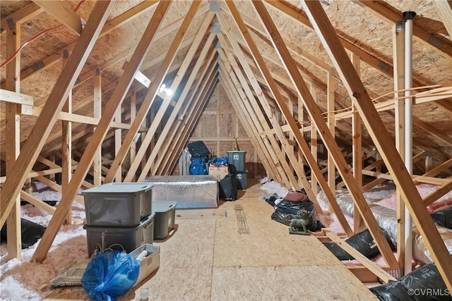 view of unfinished attic